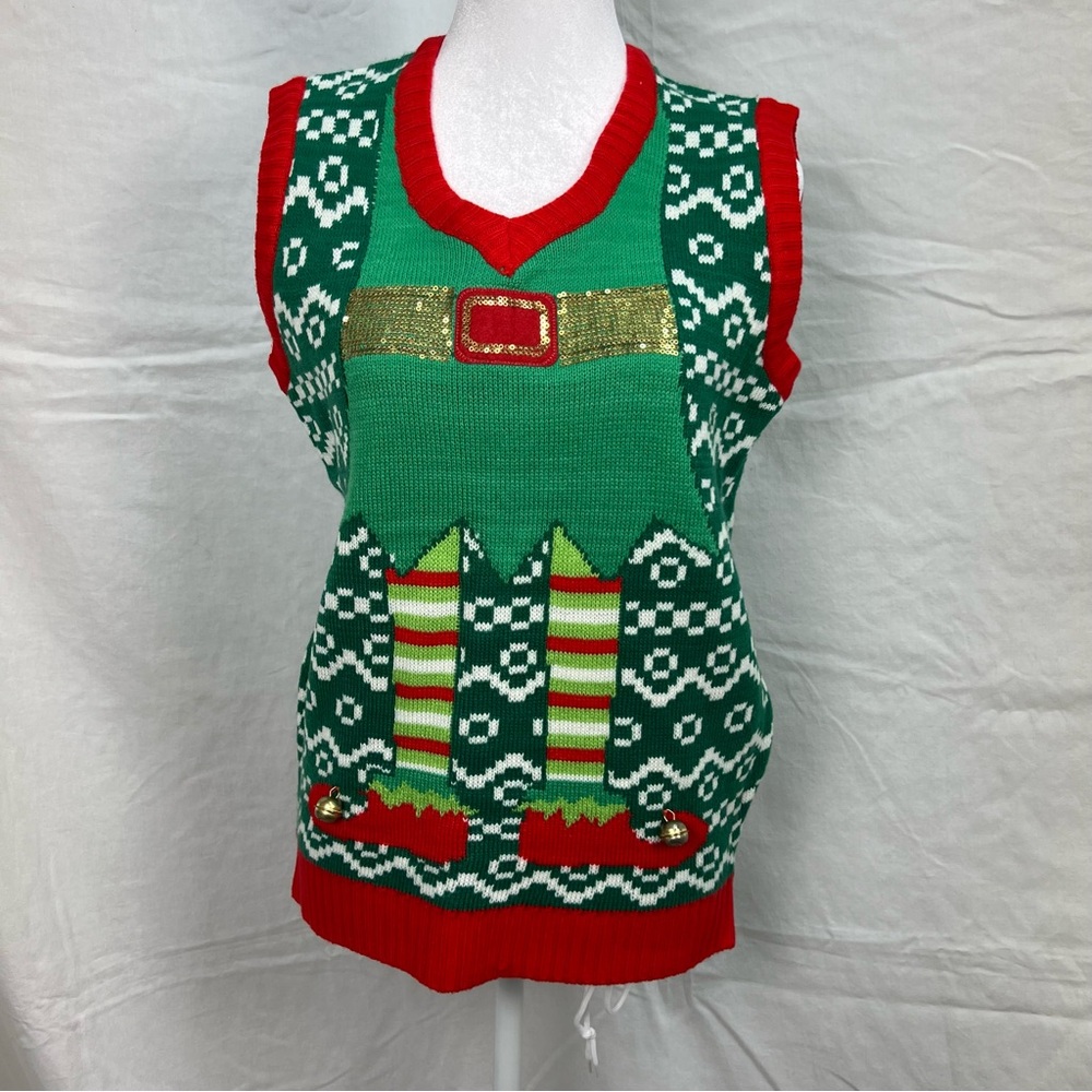 Christmas elf pullover v-neck sweater vest.